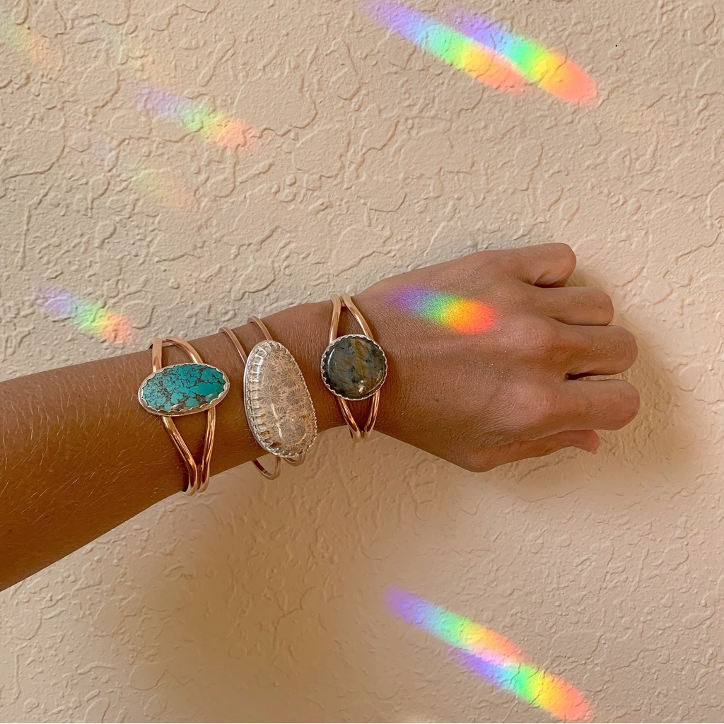 Handmade Fossilized Coral Cuff Bracelet